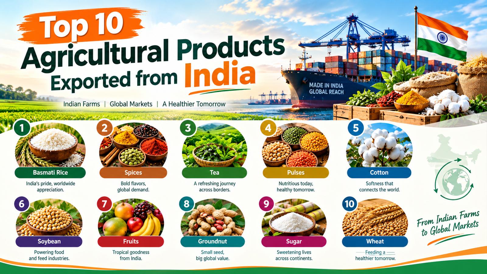 Top 10 Agricultural Products Exported from India